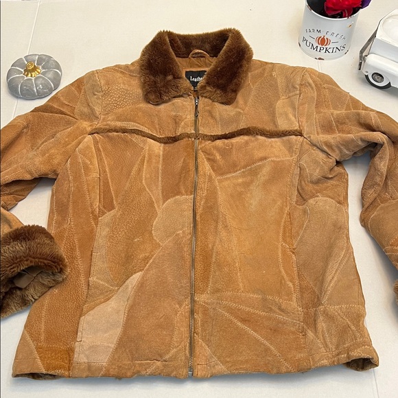 Y2K LEATHER WORKS PATCHWORK SUEDE PENNY LANE STYLE JACKET TAN/BROWN MEDIUM - Picture 4 of 17